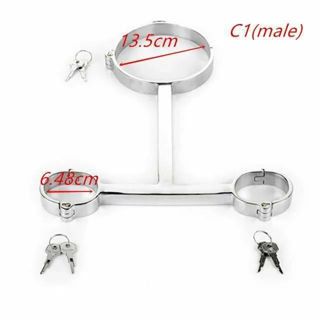 House of Dasein Couples Spreader Bars Metal Spreader Bar Cuffs Collar Bondage Restraint Kits Slave Shackles Set Bdsm