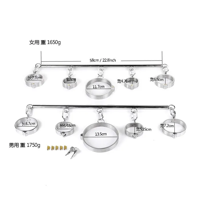 House of Dasein Couples Spreader Bars Metal Spreader Bar Cuffs Collar Bondage Restraint Kits Slave Shackles Set Bdsm