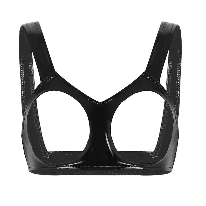 Female Sex Toys Sexy Clubwear Wet Look Womens Mini Bra Open Cup Underwear Hollow Out Female Bra EVEs SECRETS