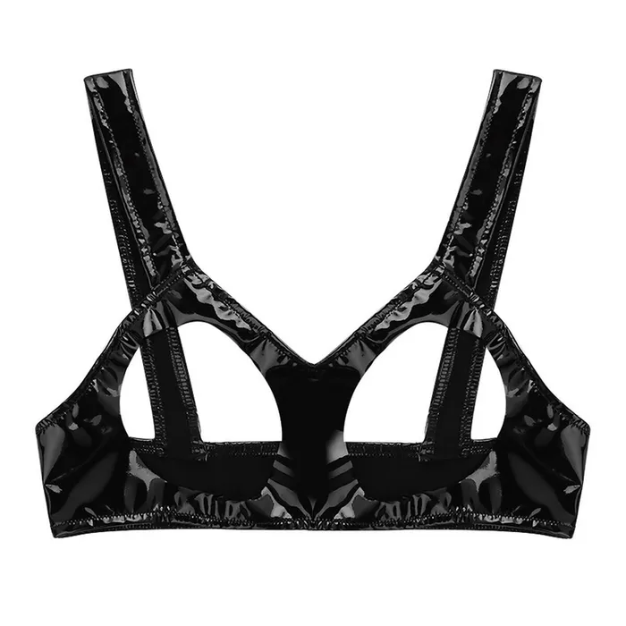 Female Sex Toys Sexy Clubwear Wet Look Womens Mini Bra Open Cup Underwear Hollow Out Female Bra EVEs SECRETS
