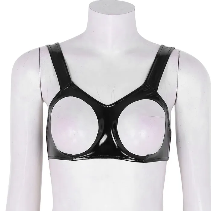 Female Sex Toys Sexy Clubwear Wet Look Womens Mini Bra Open Cup Underwear Hollow Out Female Bra EVEs SECRETS