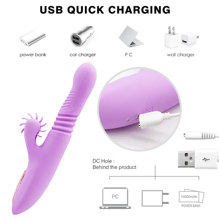 JazzToy Female Sex Toys Thrusting Clitoral Rabbit Vibrator