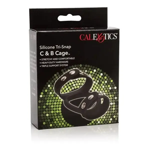 CalExotics Male Sex Toys Tri Snap Cock Ball Cage Silicone