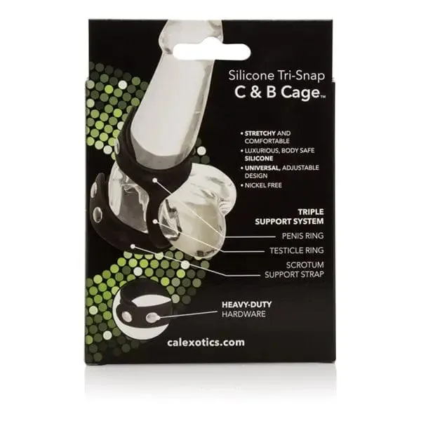 CalExotics Male Sex Toys Tri Snap Cock Ball Cage Silicone