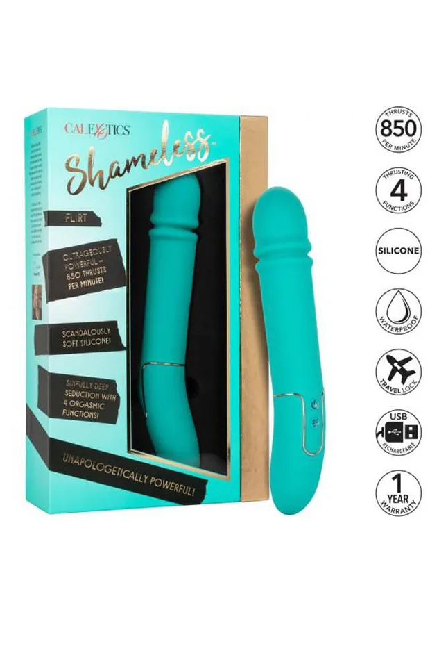 Cal Exotics Vibrators Cal Exotics Shameless Flirt Thrusting Vibrator Teal