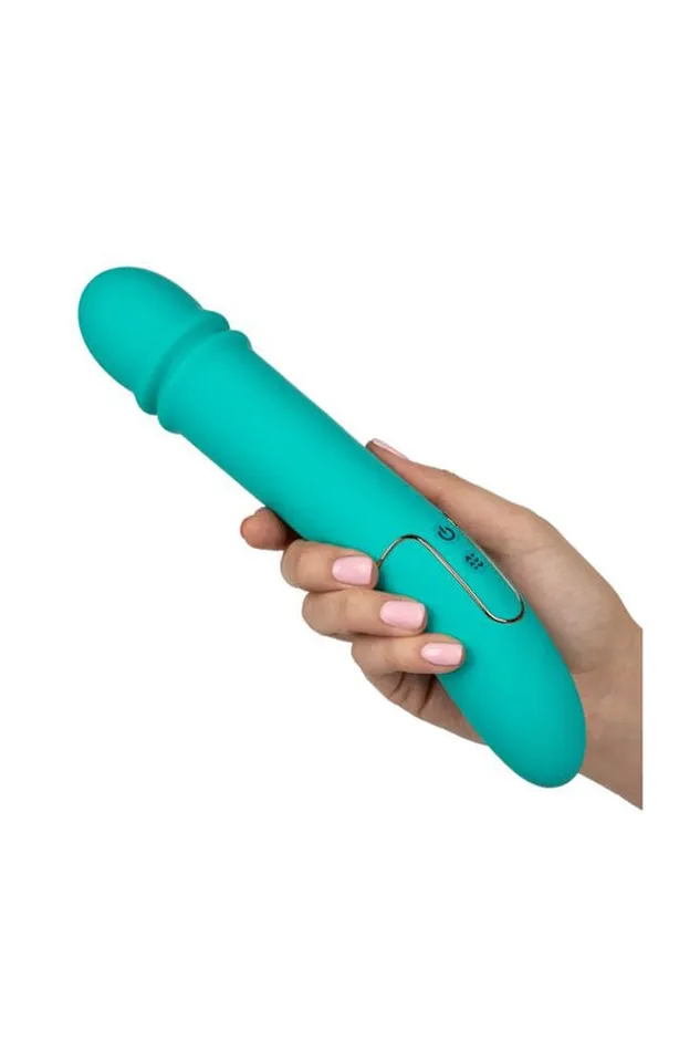 Cal Exotics Vibrators Cal Exotics Shameless Flirt Thrusting Vibrator Teal