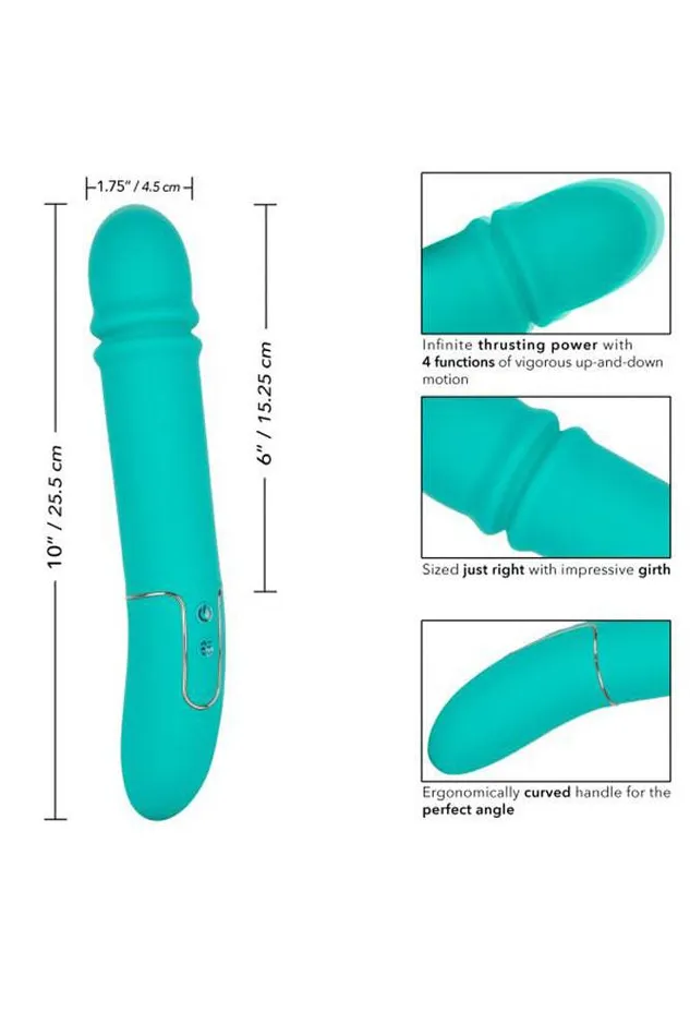 Cal Exotics Vibrators Cal Exotics Shameless Flirt Thrusting Vibrator Teal